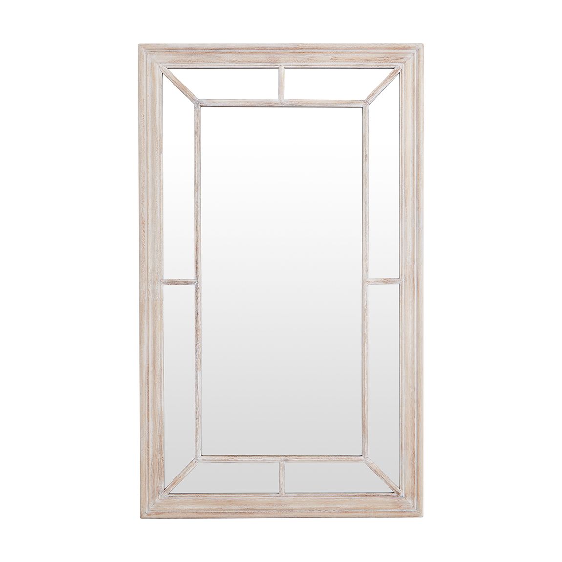 Washed Wood Framed Window Mirror, Silver main product photo