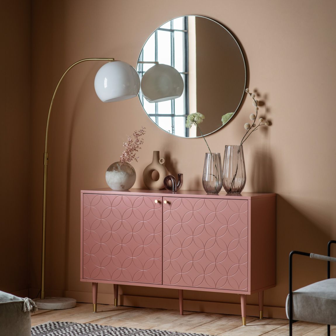 Riverton 2 Door Cabinet Pink 1200x400x790mm main product photo