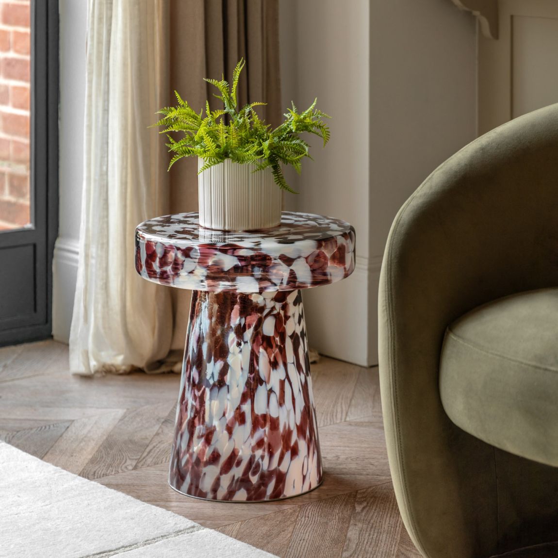 Glimmer Side Table Leopard 395x395x465mm main product photo