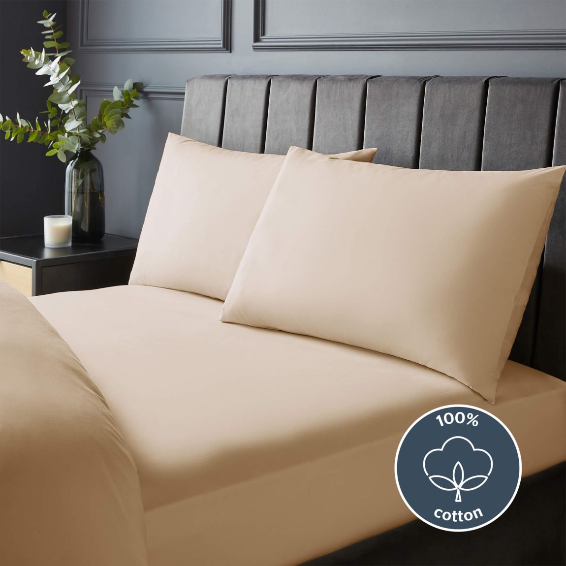 Silentnight Pure Cotton Extra Deep Fitted Sheet - Natural - King main product photo