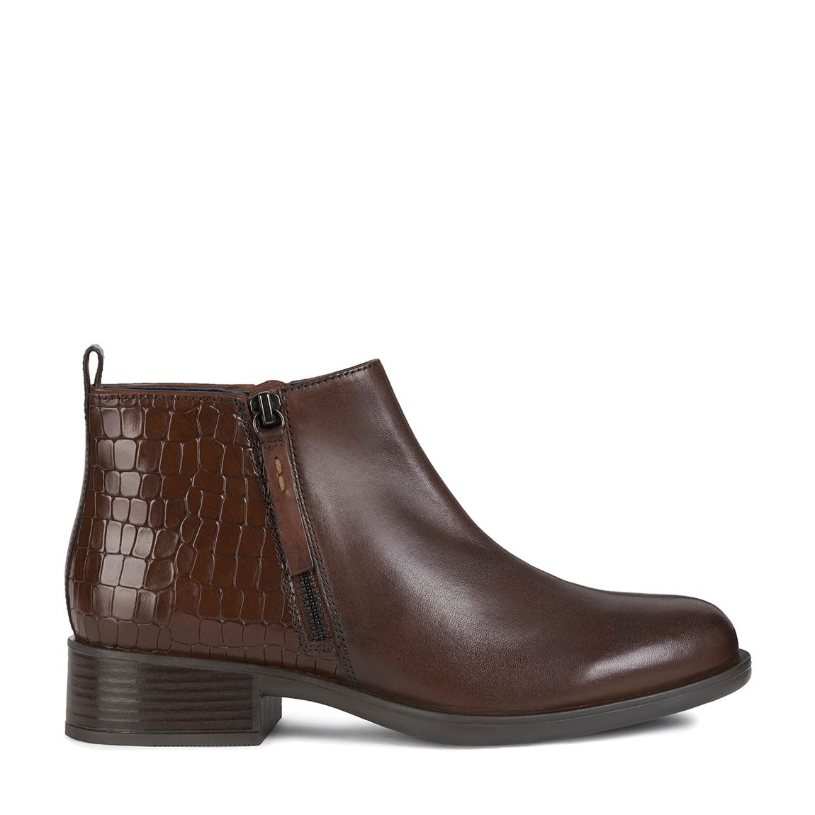 Brown Leather Resia Croc Ankle Boot main product photo