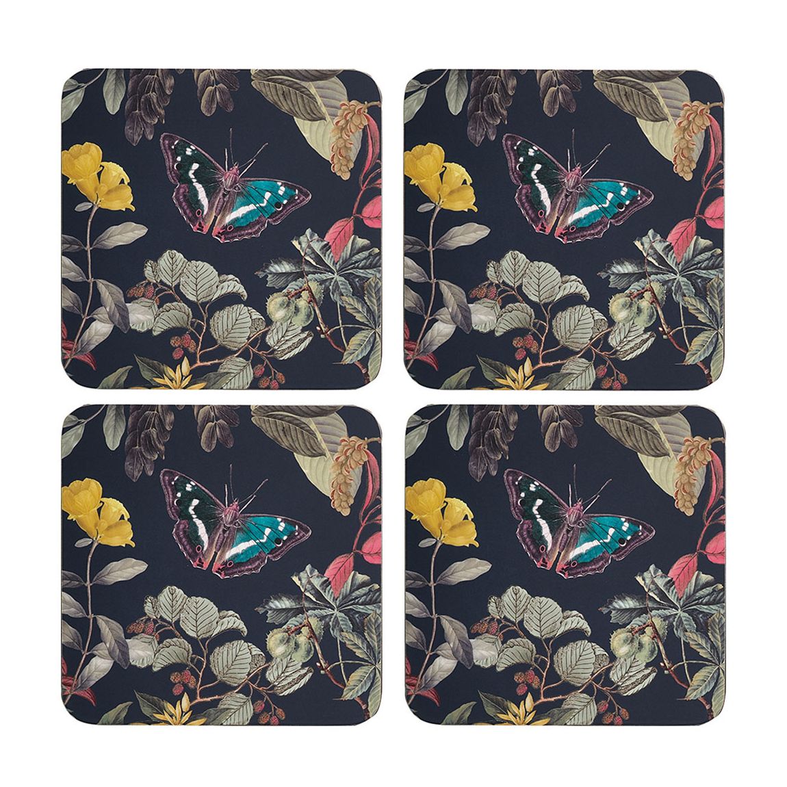 Midnight Floral Set of 4 Square Coasters main product photo