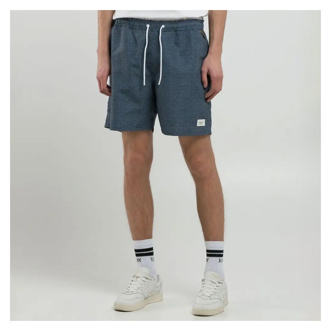 Navy Micro-Patterned Swim Shorts main product photo