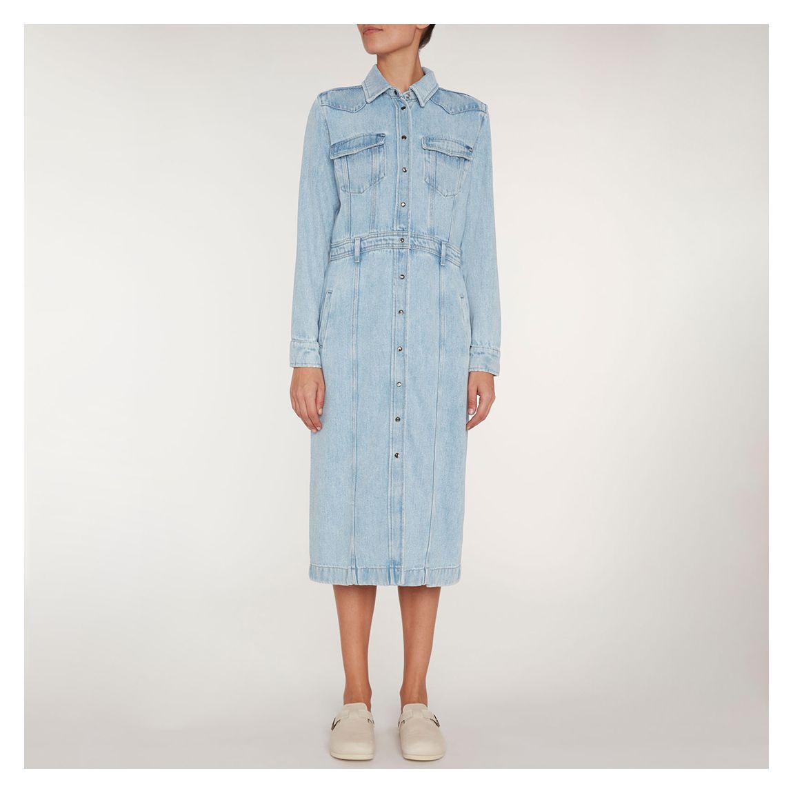Light Blue Button Down Denim Dress main product photo
