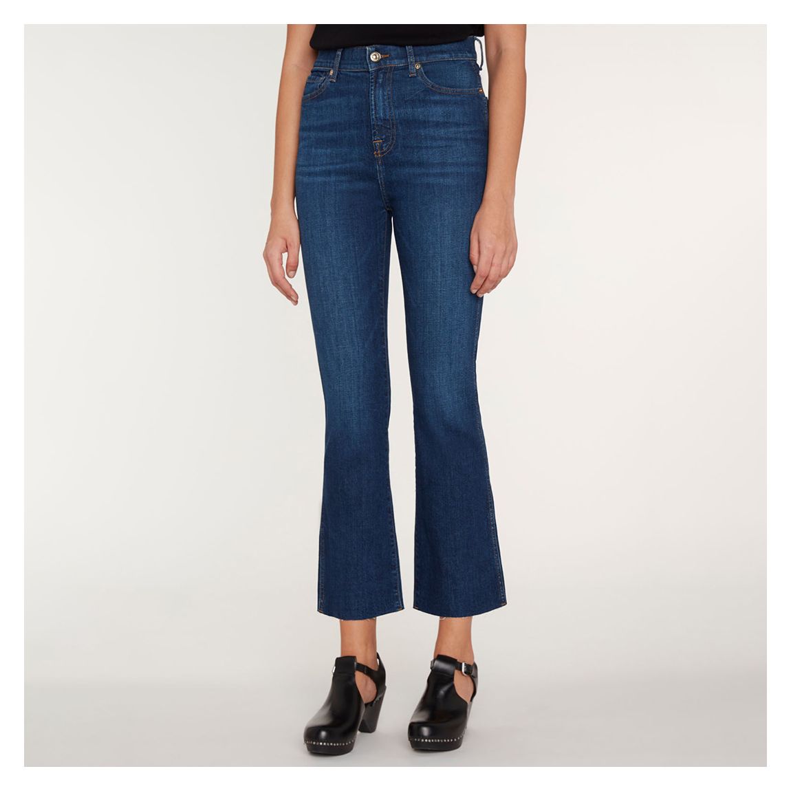 Dark Blue Raw Kick Flare Stretch Jeans main product photo