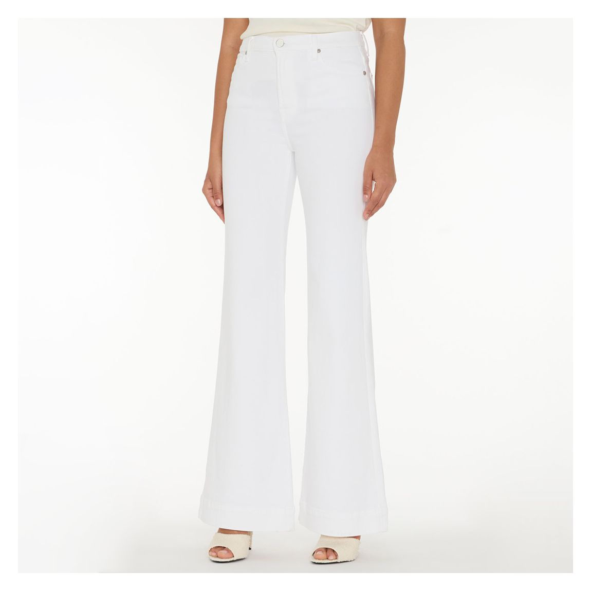 White Modern Dojo Flared Stretch Jeans main product photo
