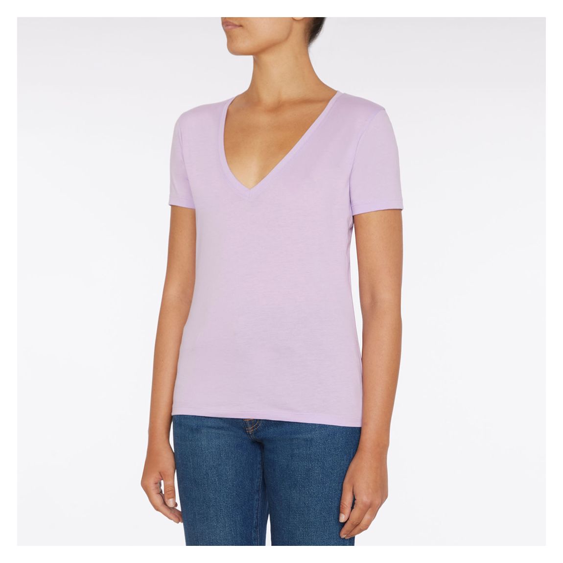 Lilac V-Neck Regular Cotton T-Shirt main product photo