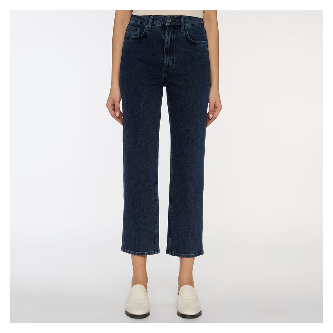 Navy Straight Crop Stretch Jeans main product photo