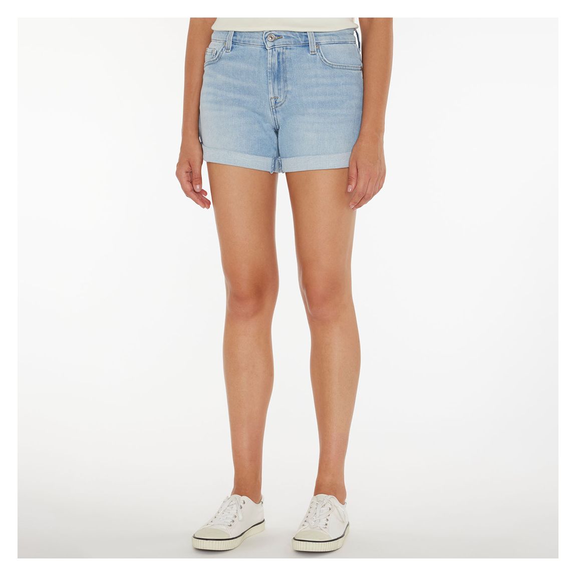 Light Blue Rolled Denim Shorts main product photo