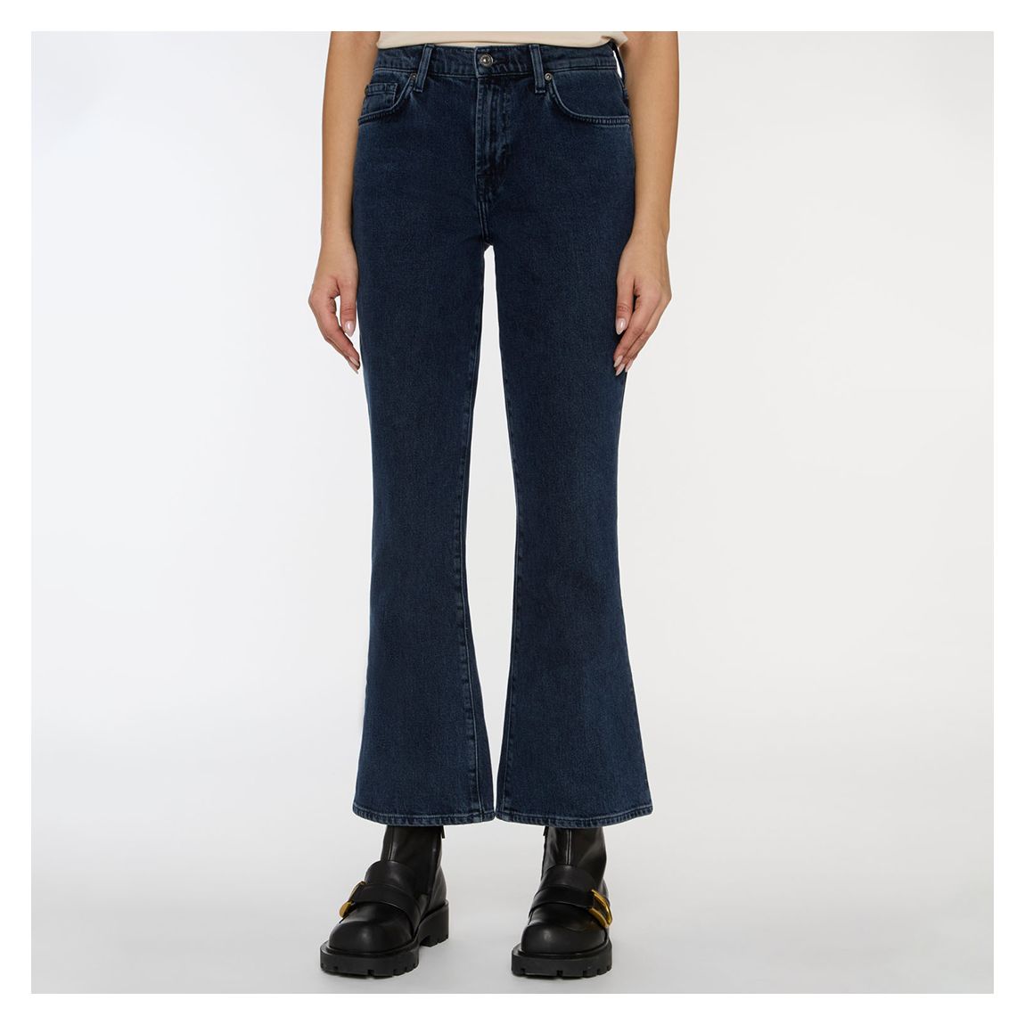 Dark Blue Kick Flare Stretch Jeans main product photo