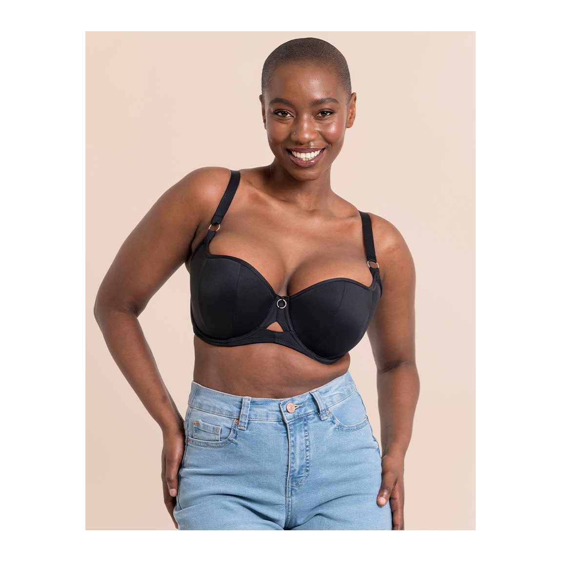 Curvy Kate Boost Me Up Padded Balcony Bra Black main product photo