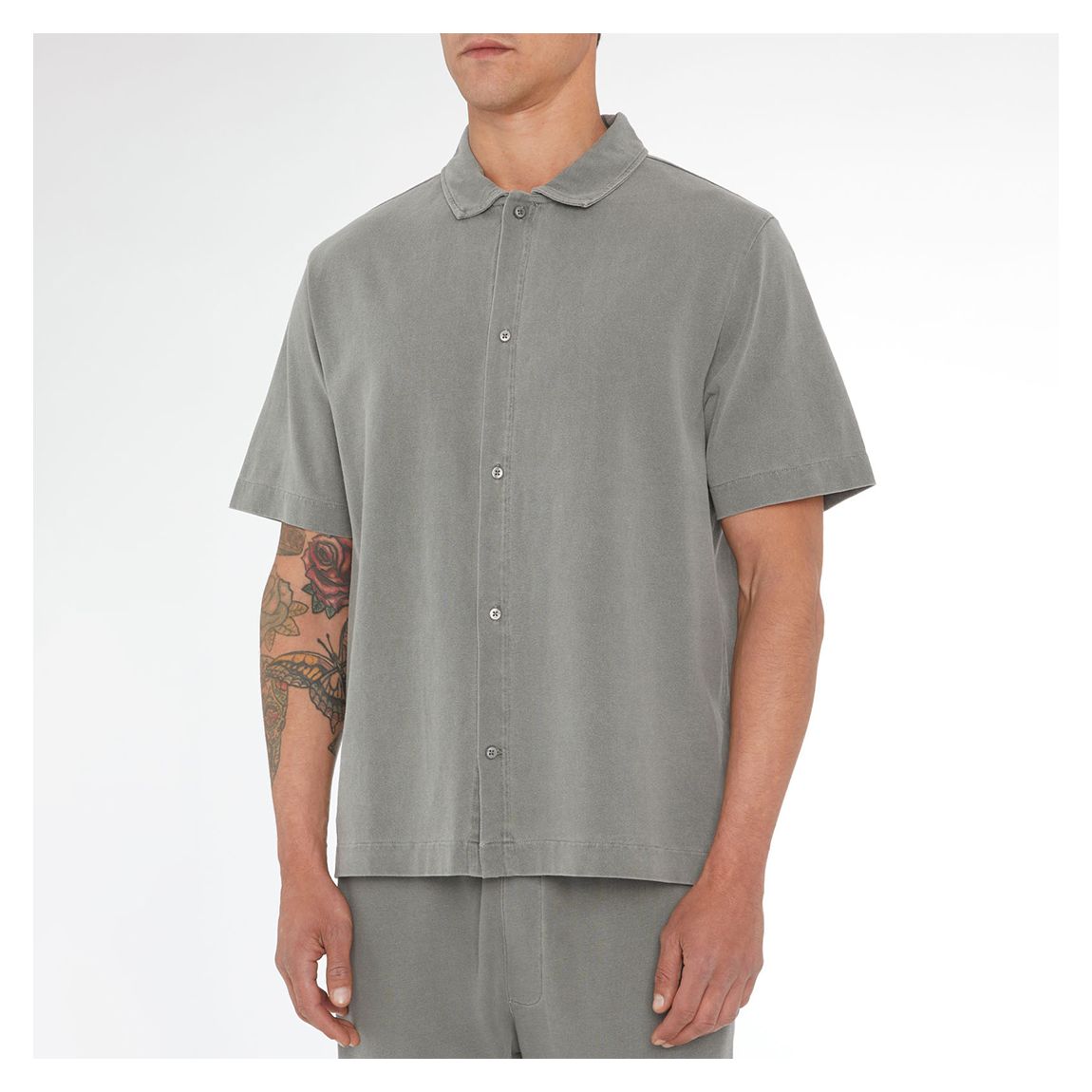 Grey Relaxed Cotton Polo Shirt main product photo