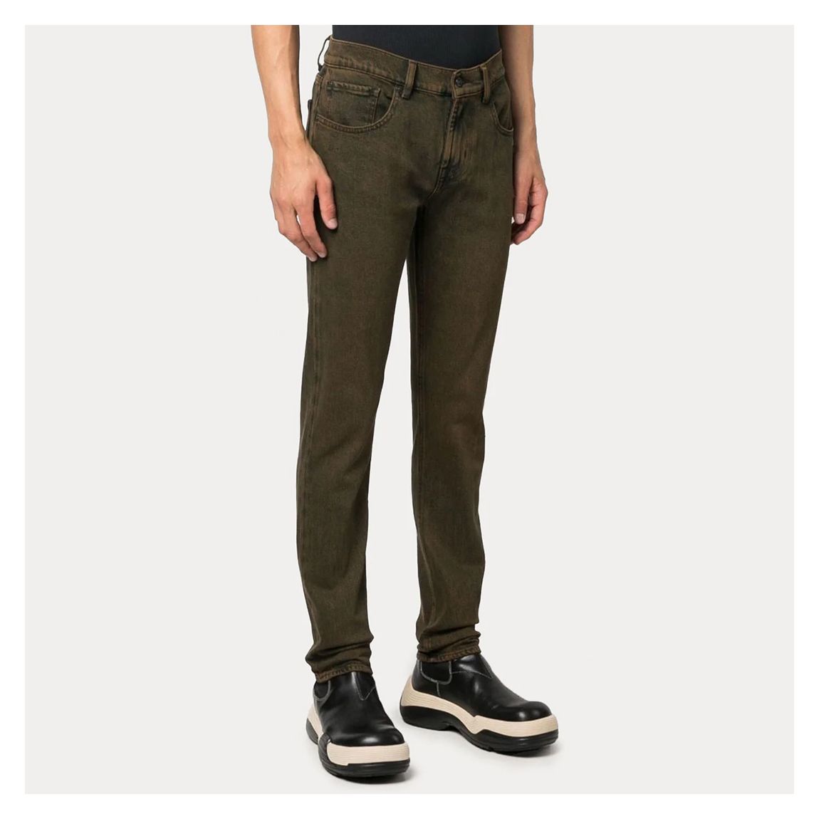 Washed Brown Slimmy Tapered Figure Out Stretch Jean main product photo