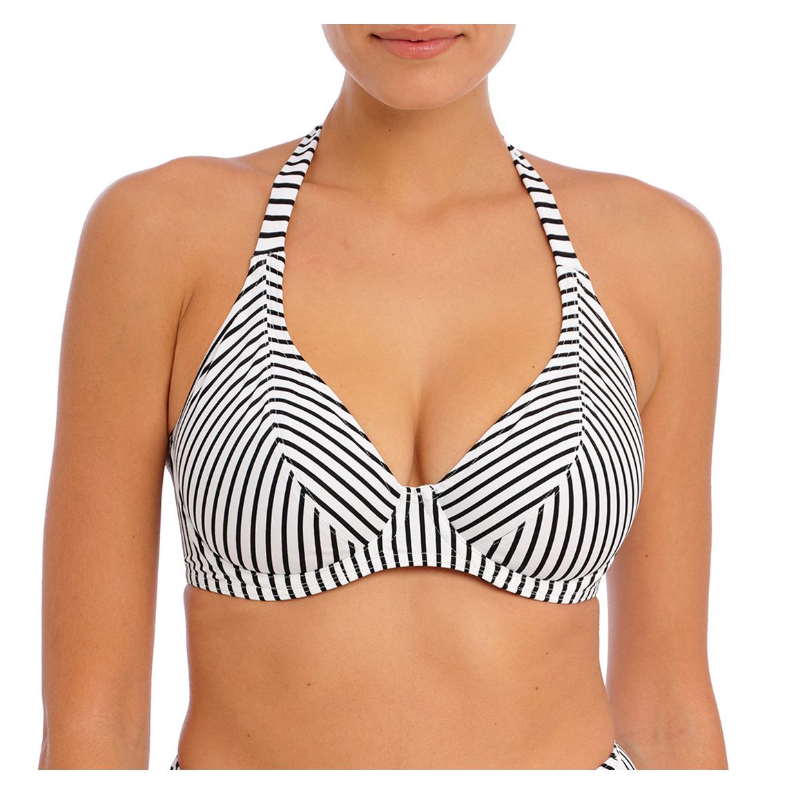 Black Stripe Jewel Cove Underwired Halter Bikini Top main product photo