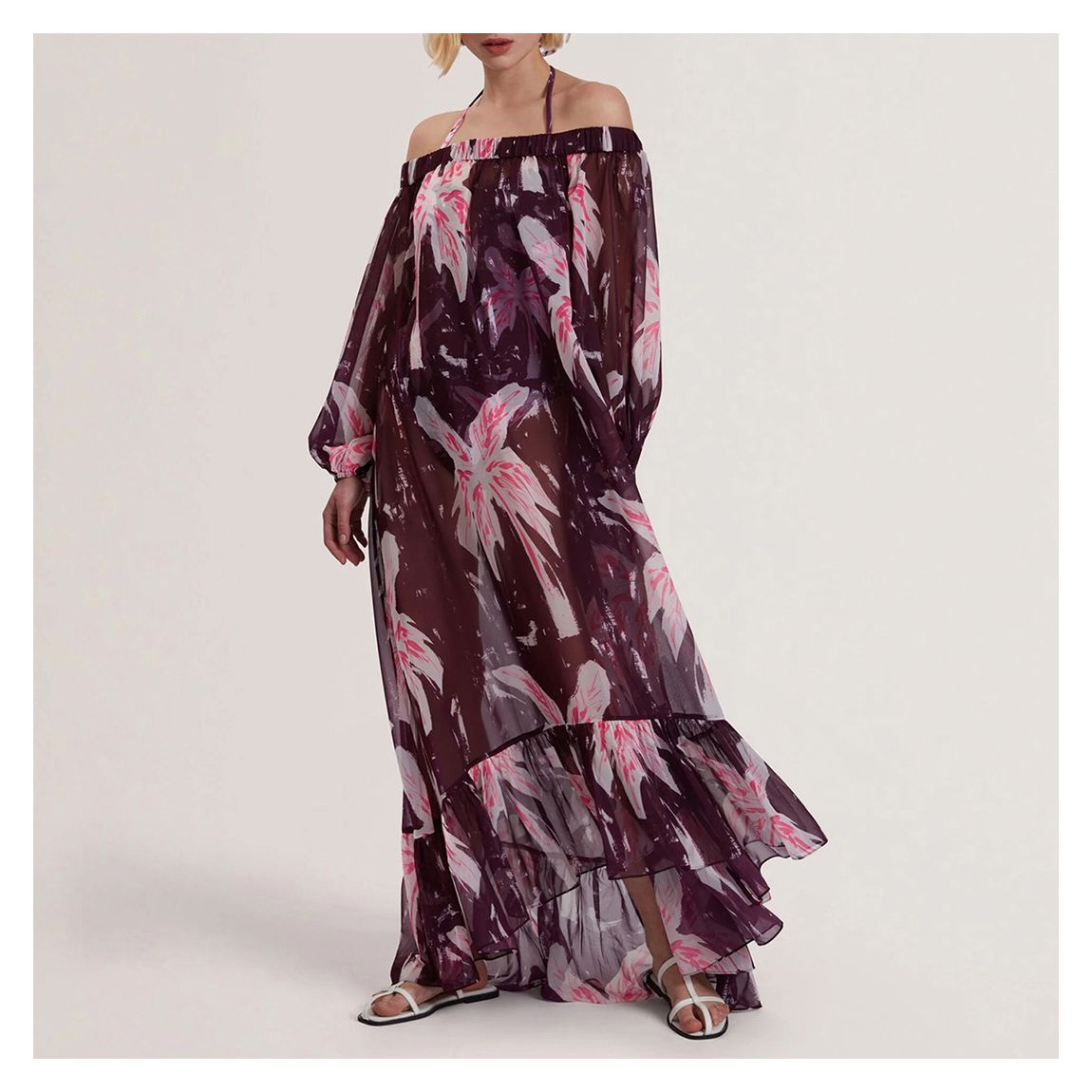 Purple Montaya Bardot Maxi Cover Up Dress main product photo