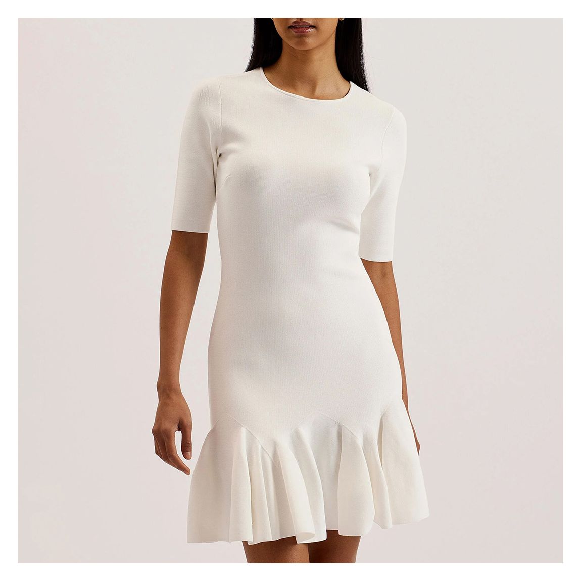 Ivory Alzann Knitted Skater Dress main product photo