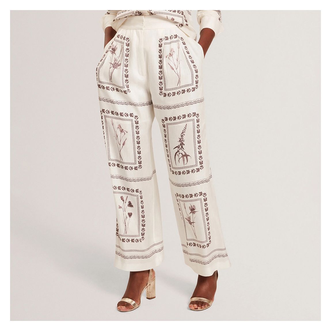 Ivory Ornitha Linen Silk Wide Leg Trousers main product photo