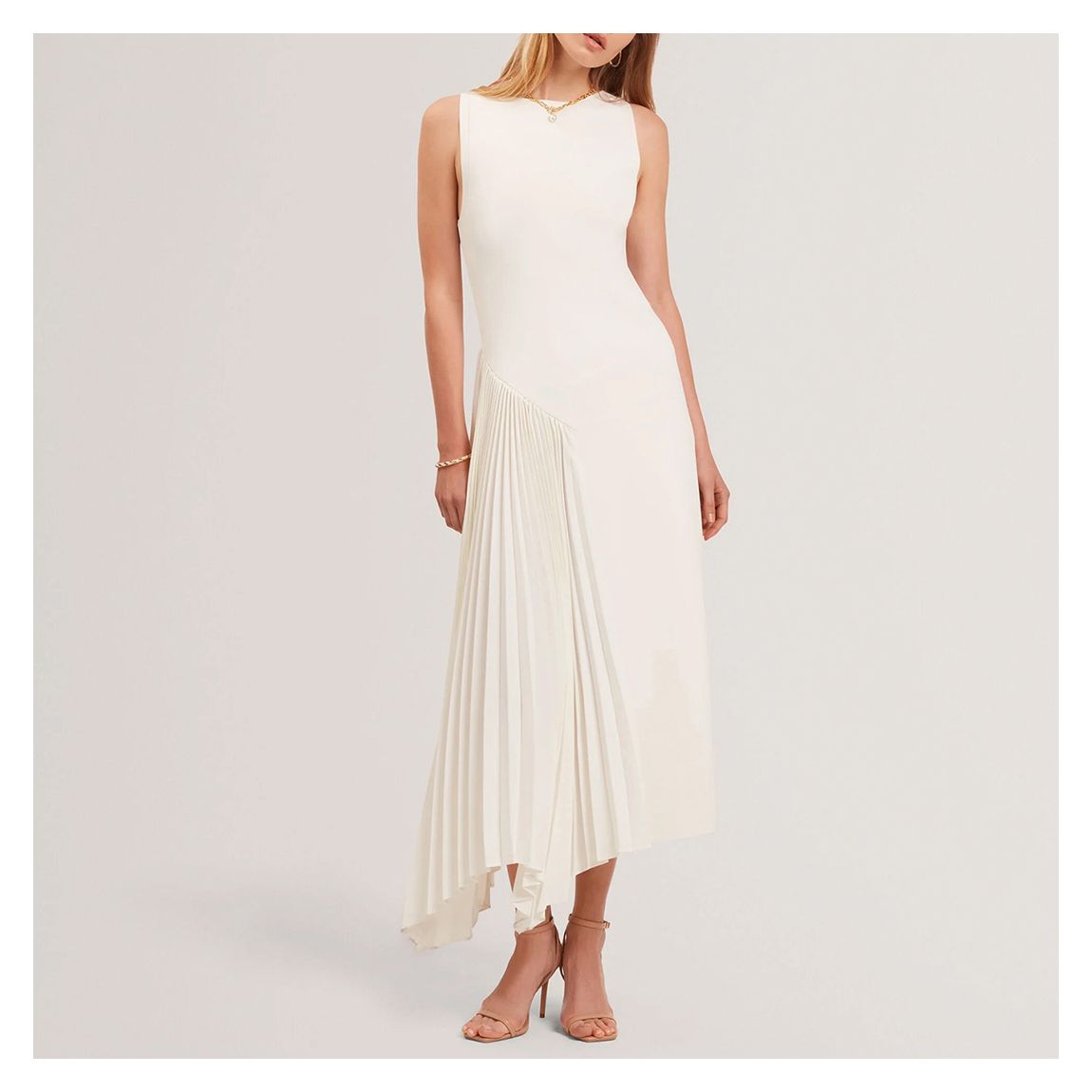 Cream Azzina Knit Slash Neck Dress main product photo
