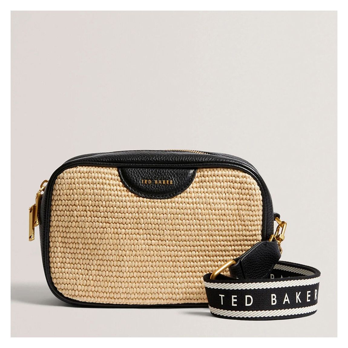 Black Bardas Webbing Faux Raffia Bag main product photo