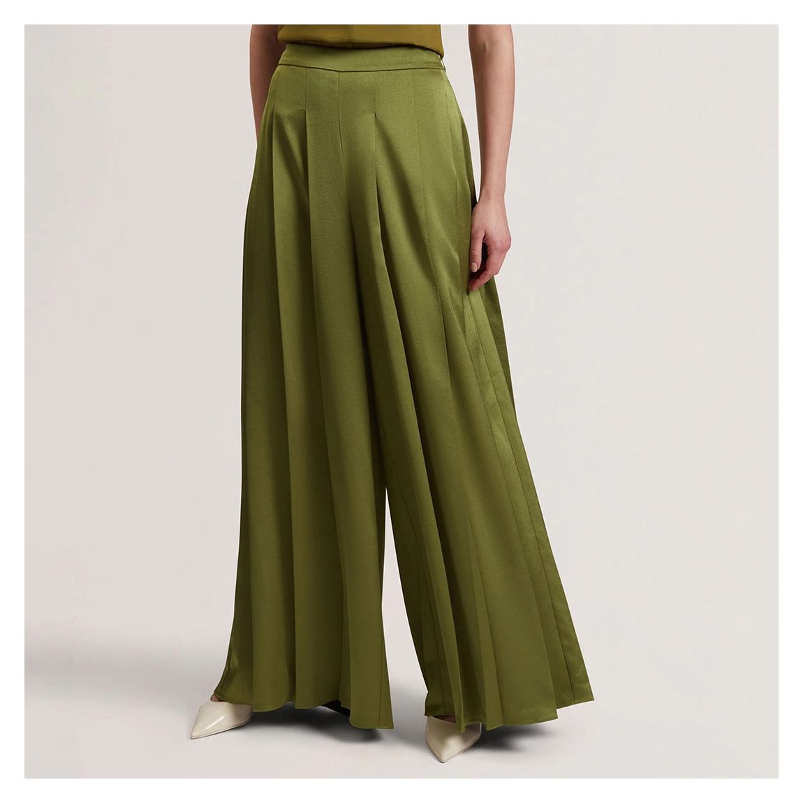 Khaki Duuva Box Pleat Wide Leg Trouser main product photo