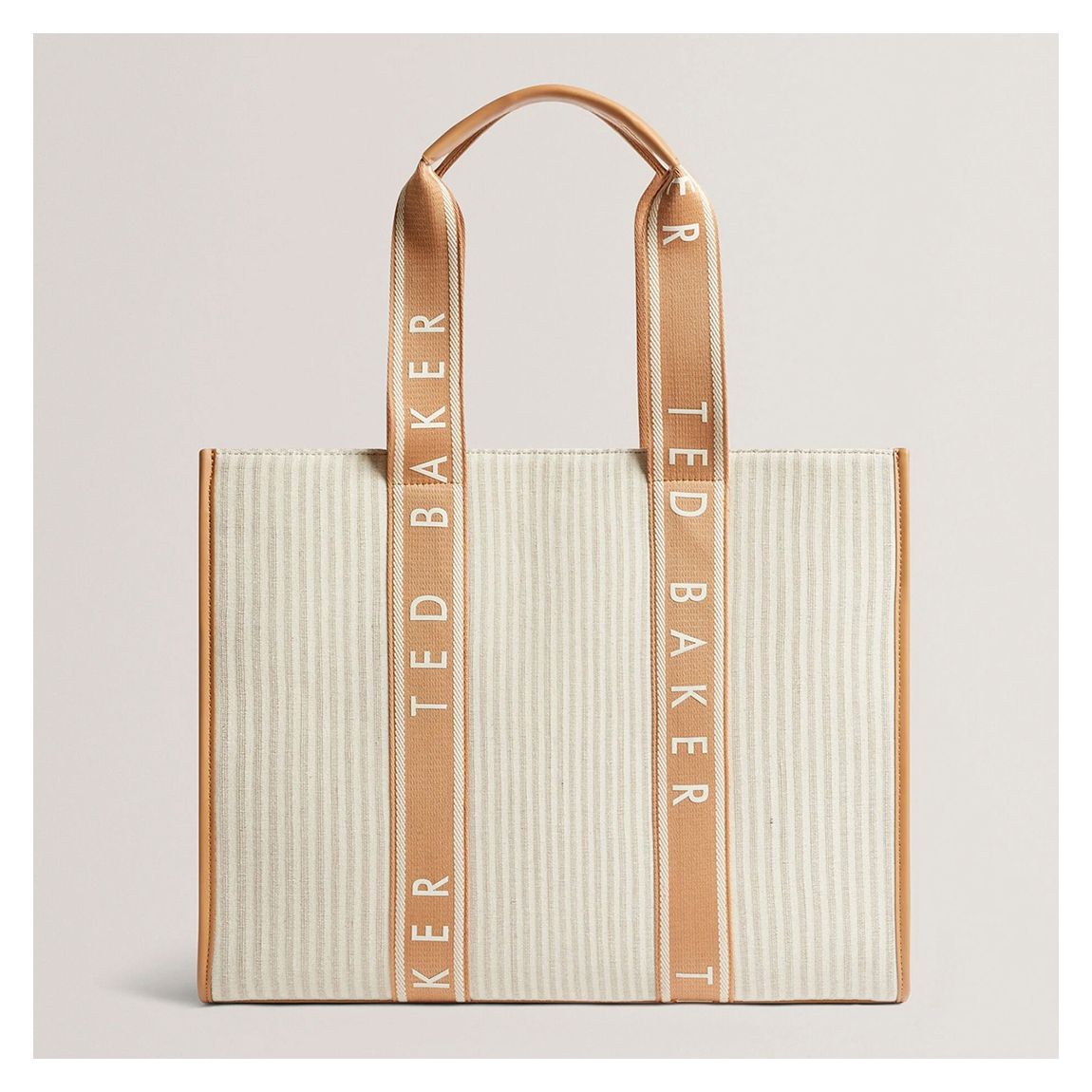 Camel Hayllee-Striped Canvas Large Tote main product photo