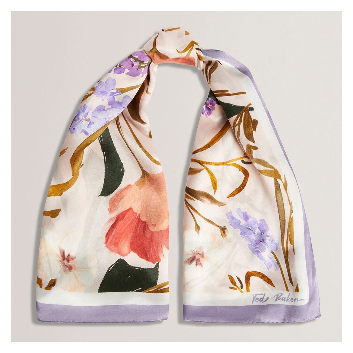 Lilac Niclae Print Silk Square Scarf main product photo
