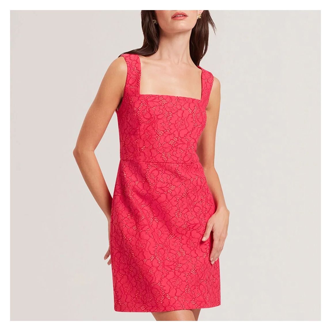 Fuchsia Meriod Bonded Lace Mini Dress main product photo