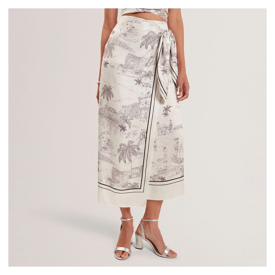 Ivory Melva Knot Detail Wrap Over Skirt main product photo