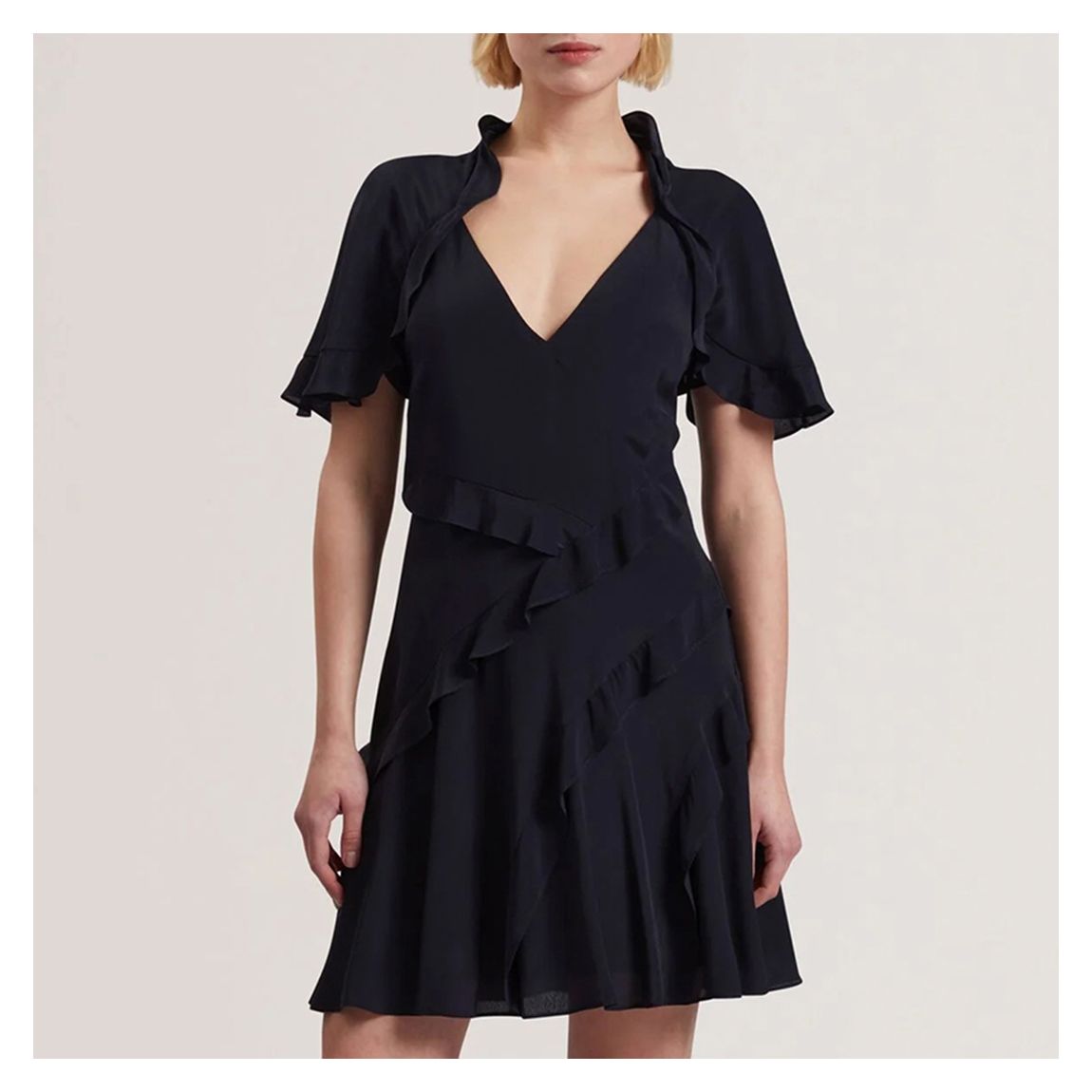 Navy Jojii Frill Detail Mini Dress main product photo