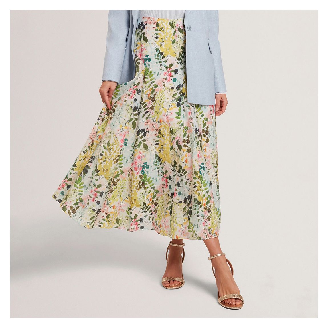 Green Azulla Seam Detailing Midi Skirt main product photo