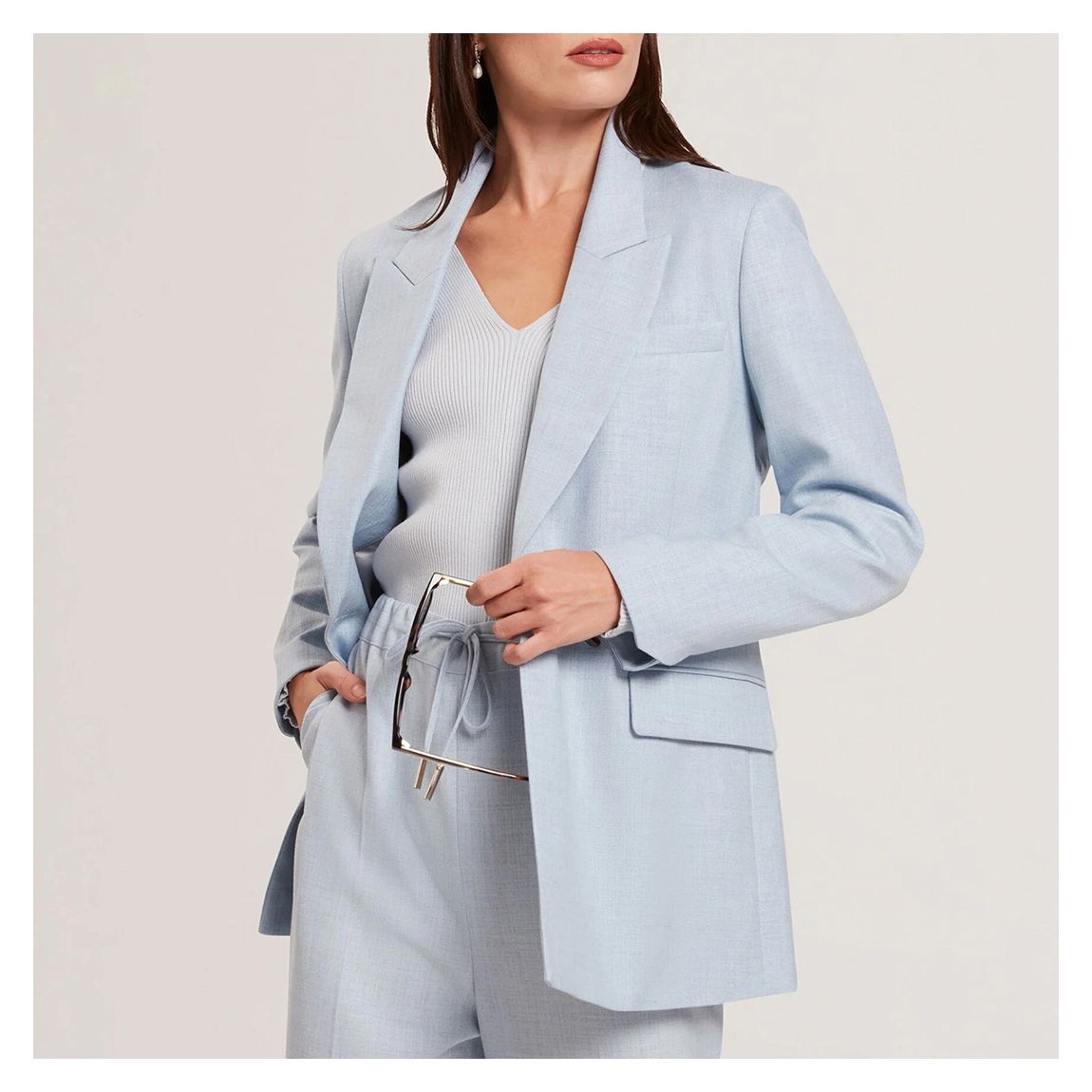 Light Blue Carni Relaxed Tailored Single Breasted Blazer main product photo