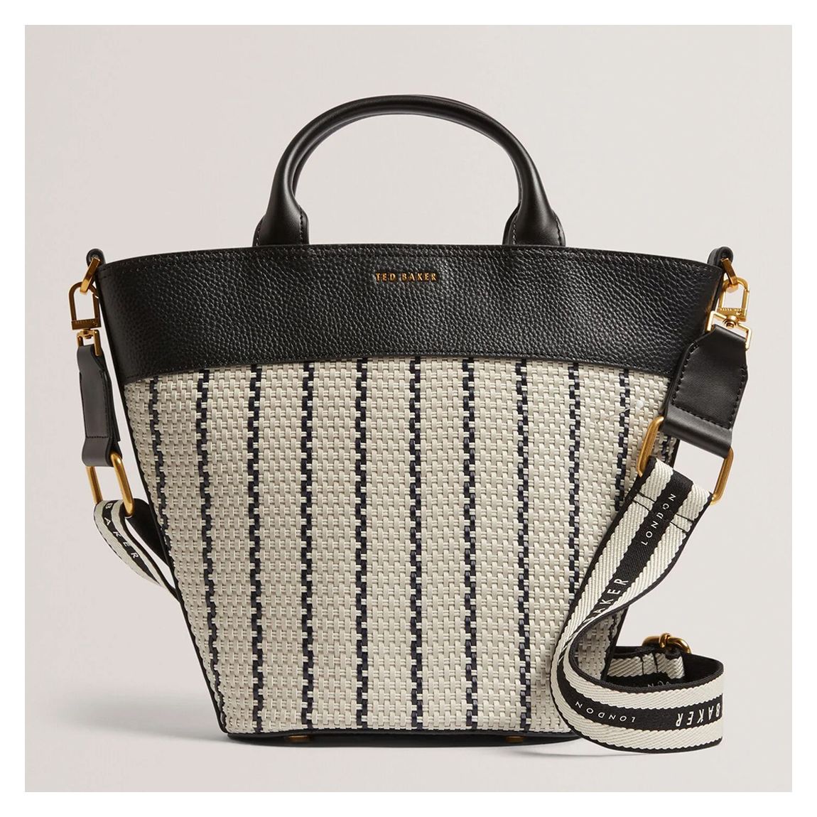 Riveri Woven Leather Trim Bucket Bag With Webbing Strap main product photo