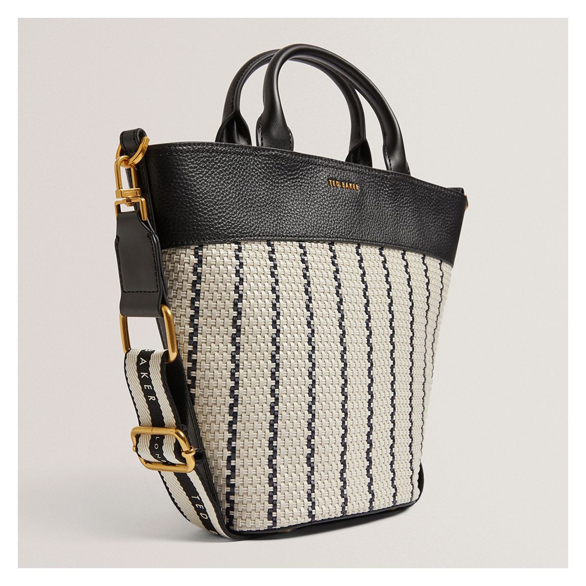 Riveri Woven Leather Trim Bucket Bag With Webbing Strap main product photo