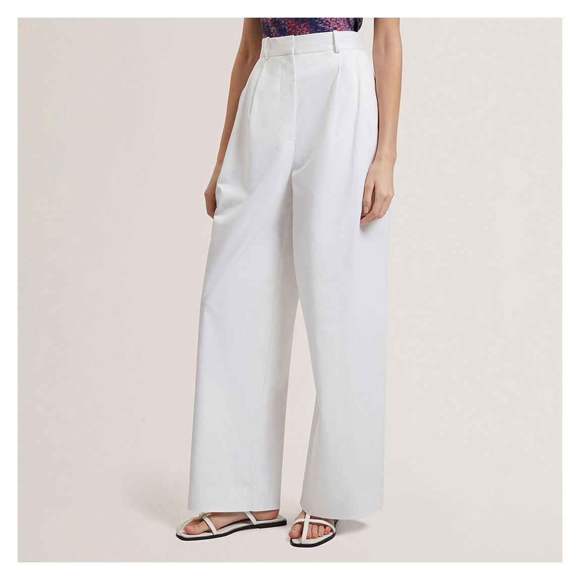 White Zozia Pleat Front High Waisted Trouser main product photo