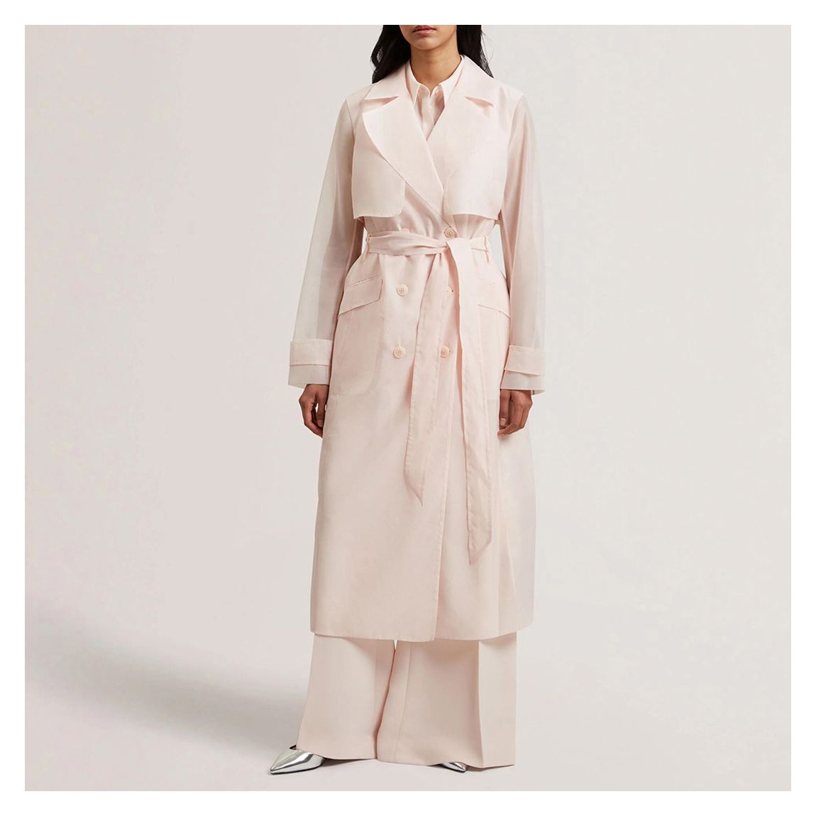 Pink Aplysia Organza Trench Coat main product photo