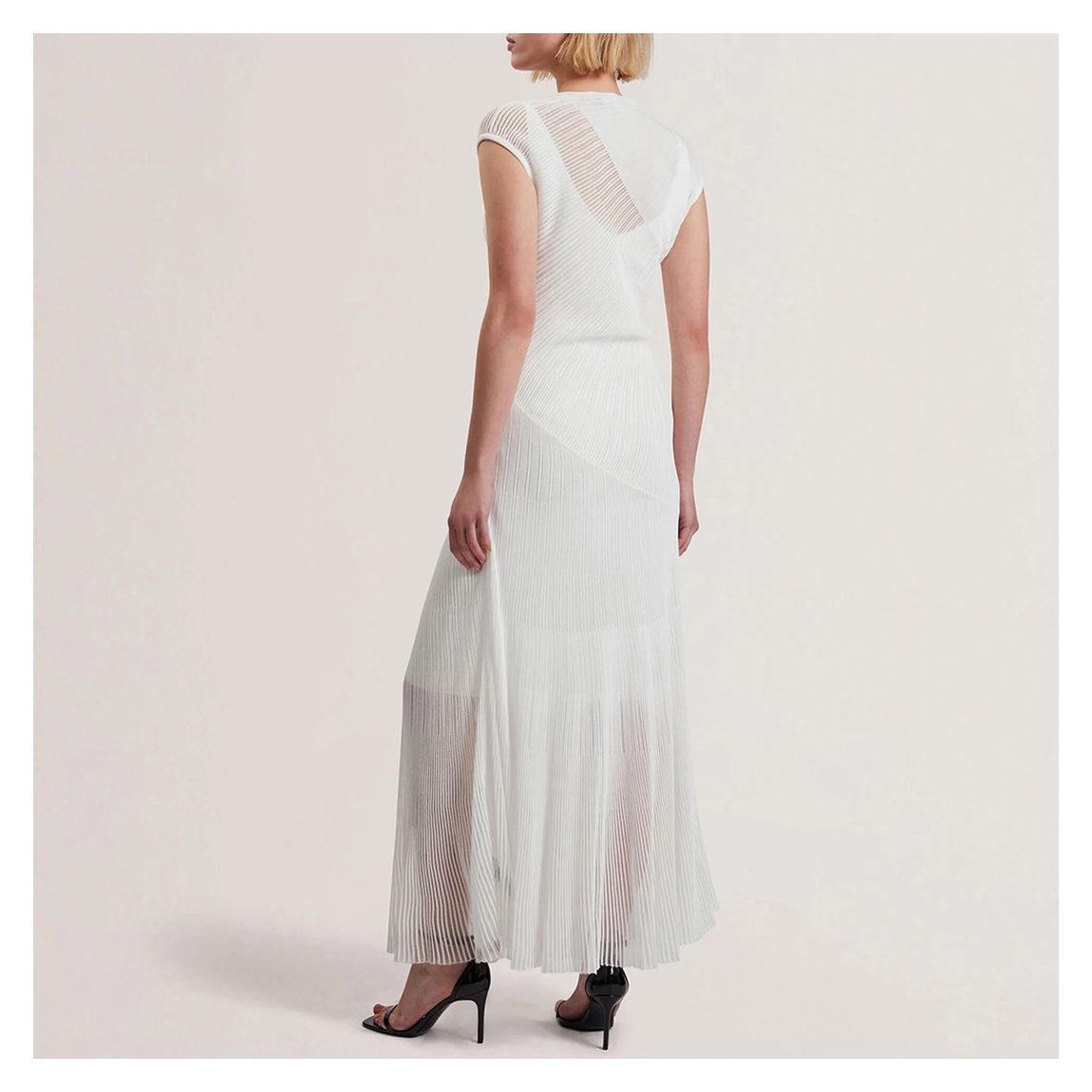 White Celyina Engineered Sheer Detail Dress main product photo