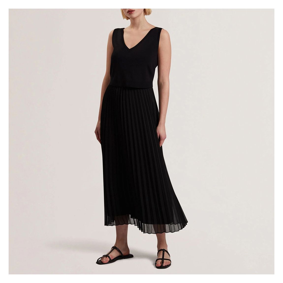 Black Larnahh 2-In-1 Pleated Cami Dress main product photo