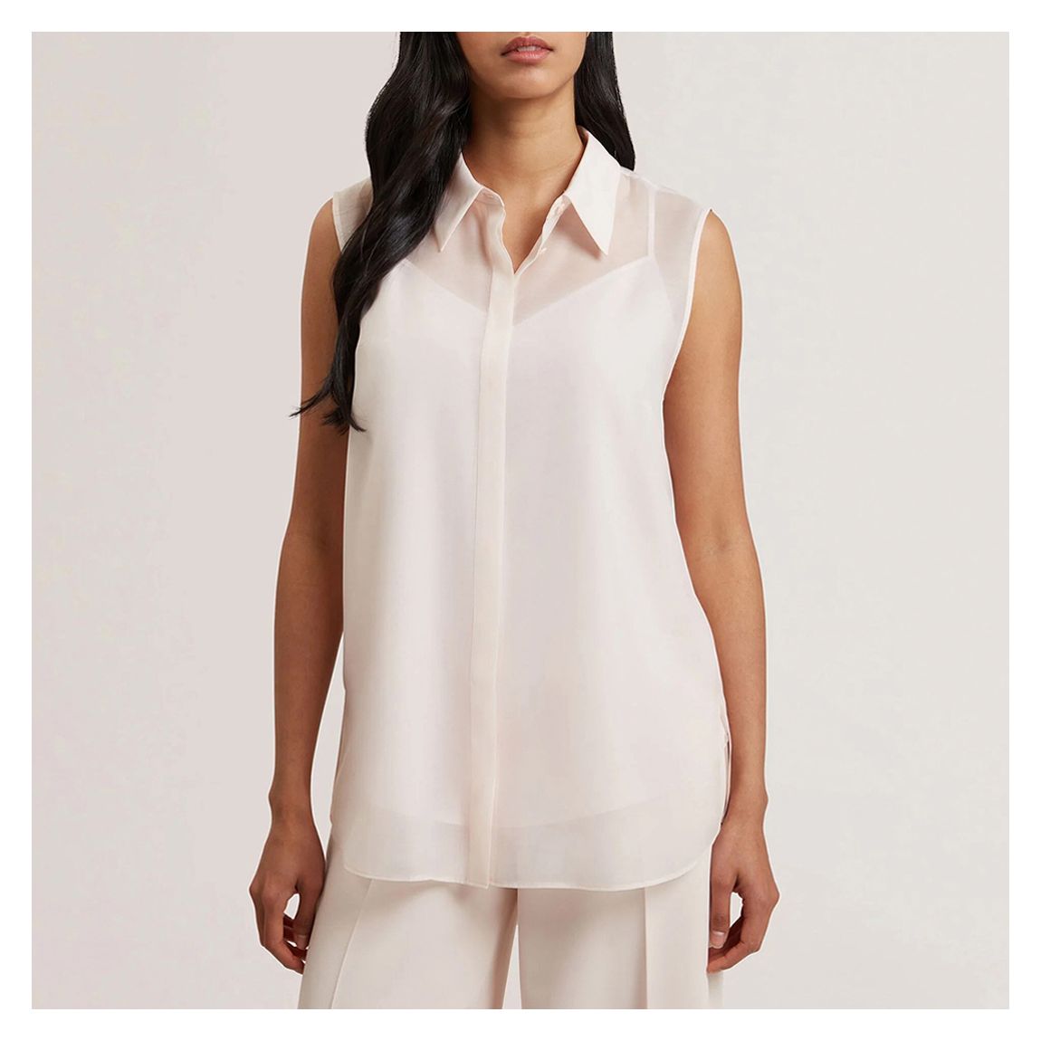 Pink Norella Button Down Sleeveless Shirt main product photo