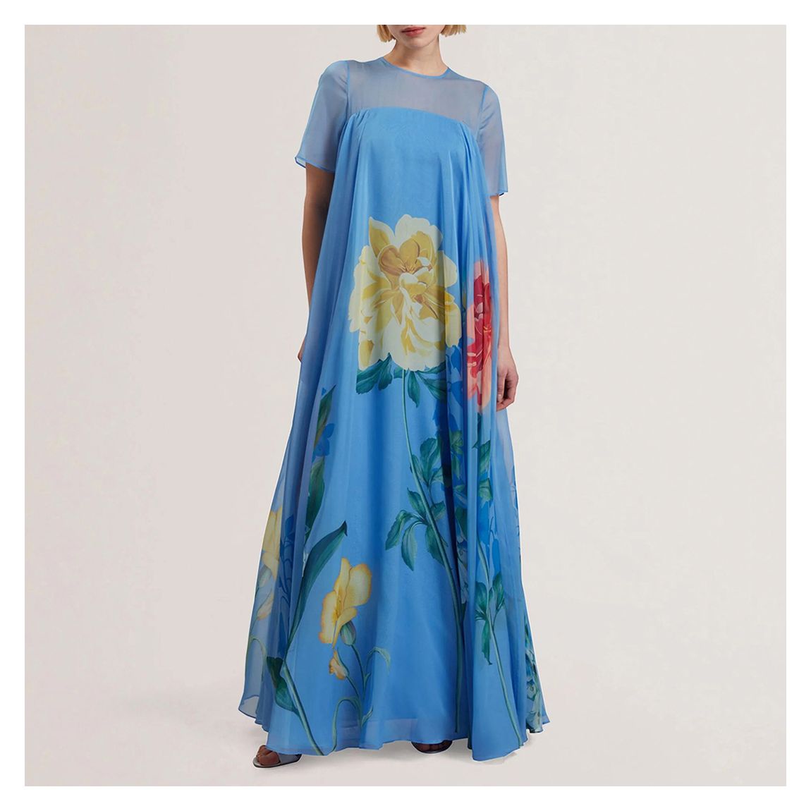 Blue Malrie Cap Sleeve Volume Maxi Dress main product photo