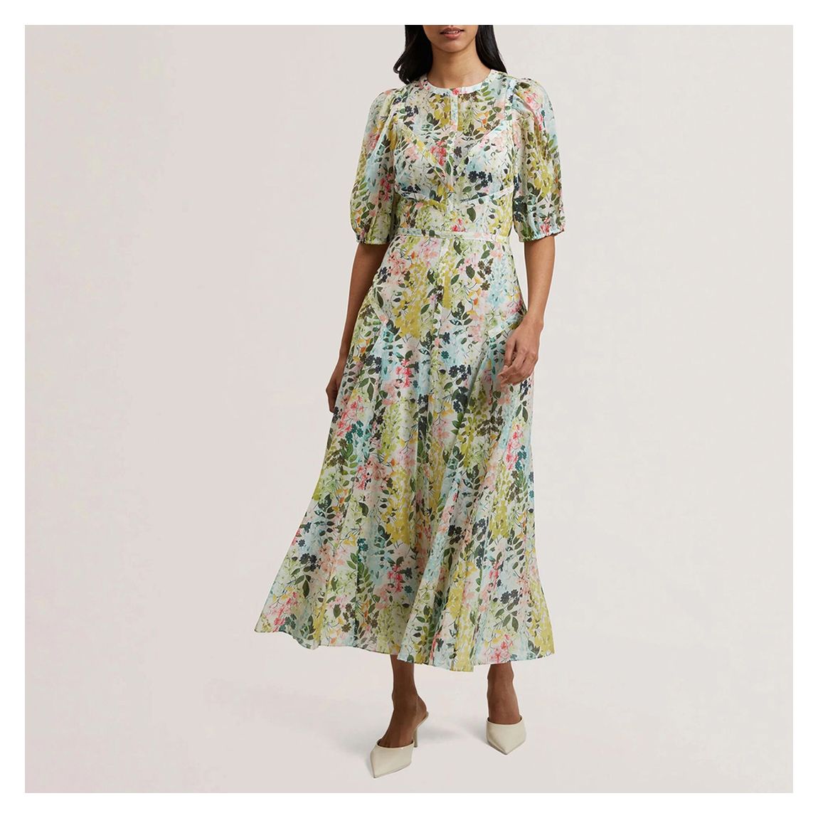 Green Kandea Puff Sleeve Binding Dress main product photo