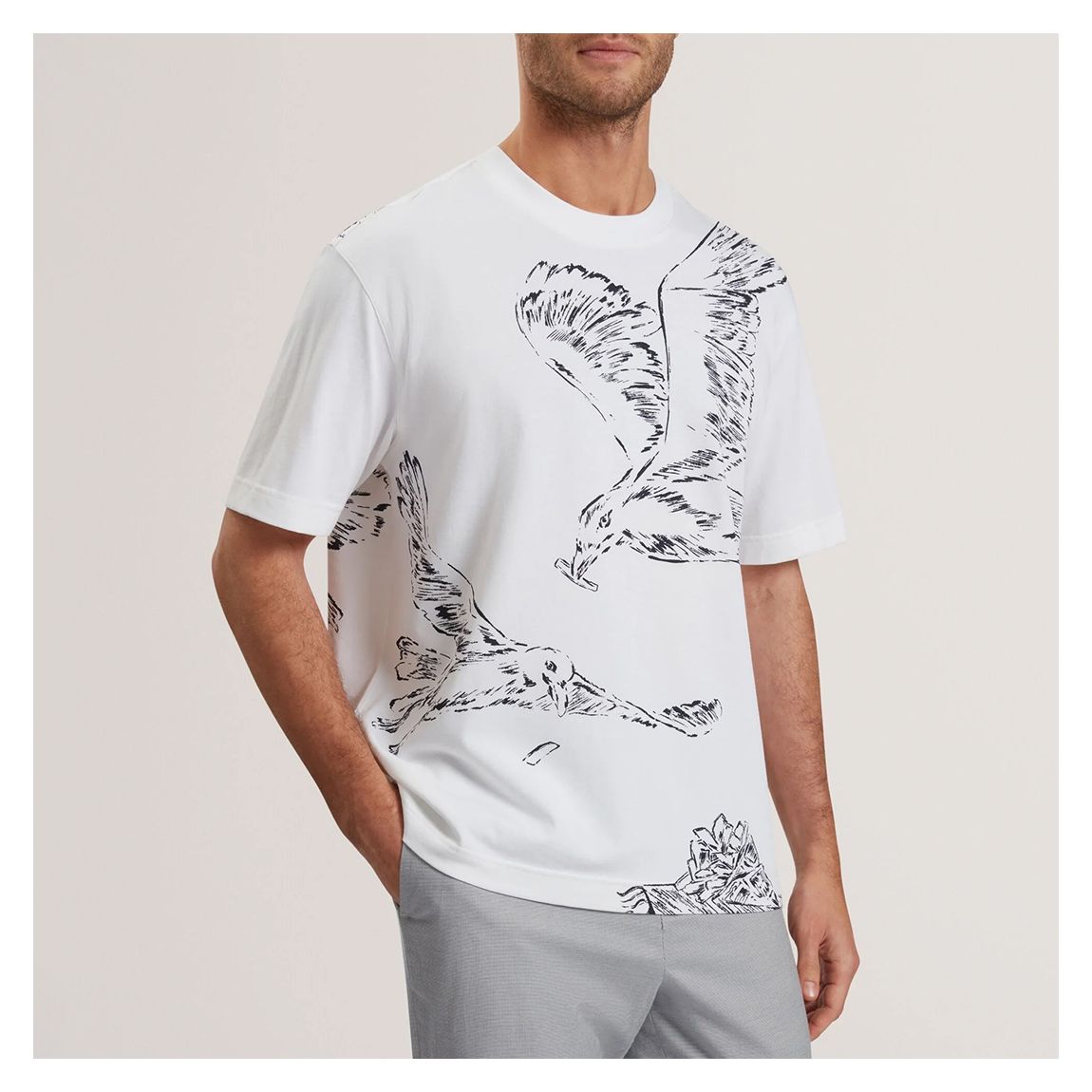 White Jamesio Graphic Seagull T-shirt main product photo