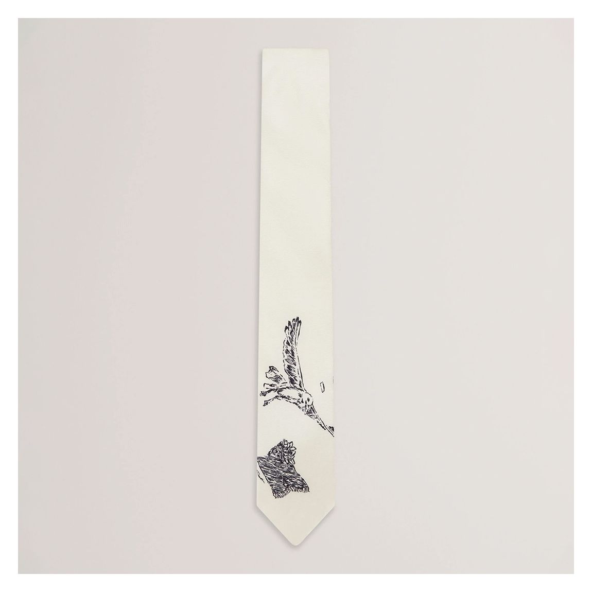 Cream Benhall Seagull Motif Silk Tie main product photo