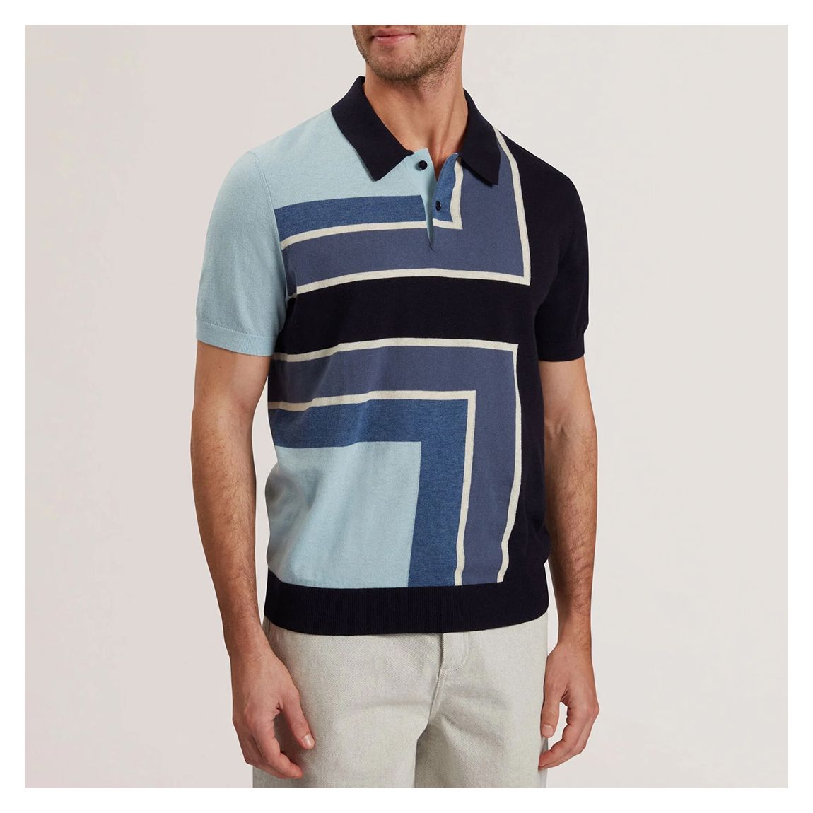 Navy Ralfe Colour Blocked Polo Top main product photo