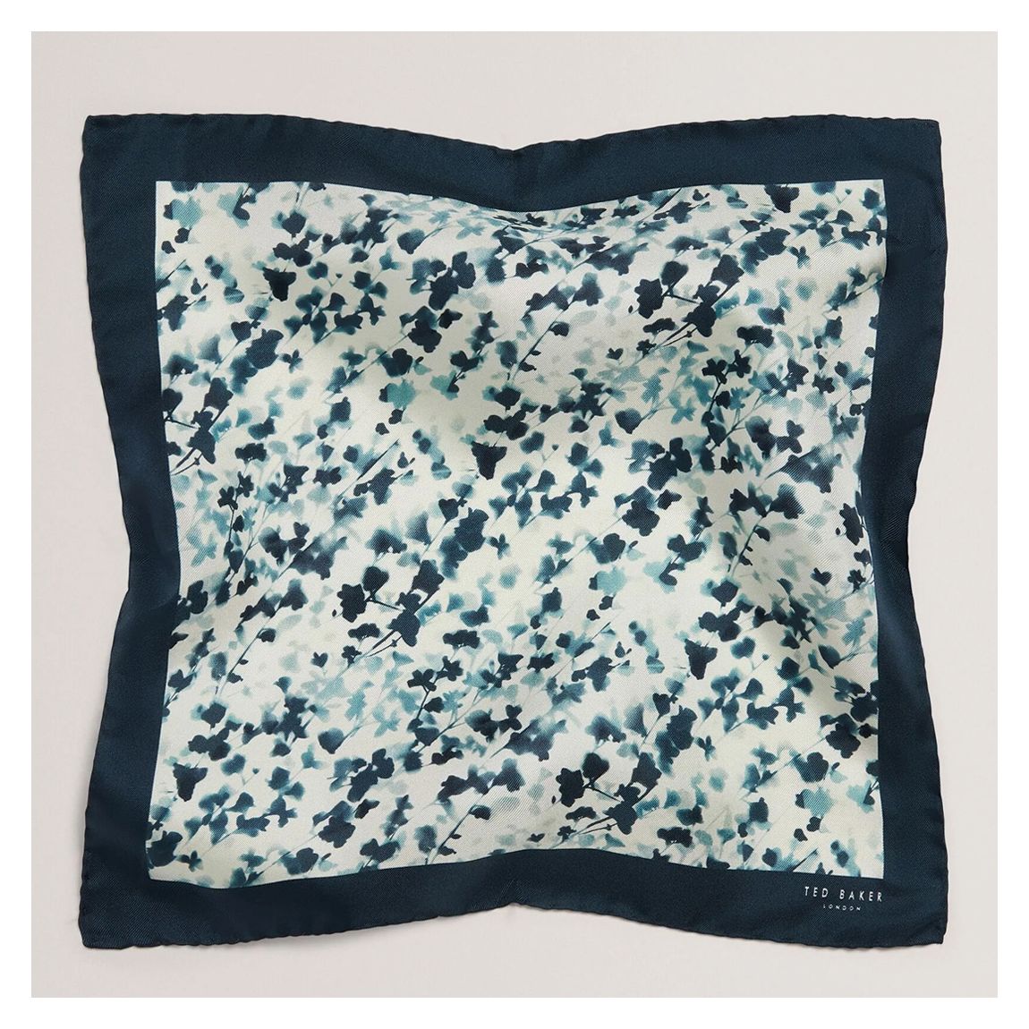 Navy Elmstep-Blurred Print Silk Pocket Square main product photo