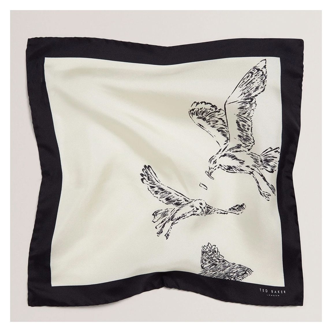 Benhalp Seagull Motif Silk Pocket square main product photo