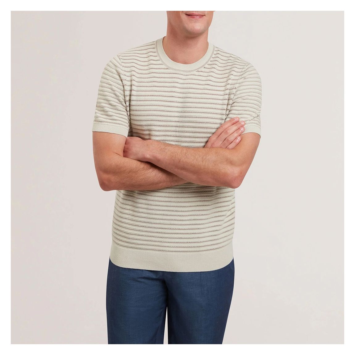 Ecru Lain Textured T-Shirt main product photo
