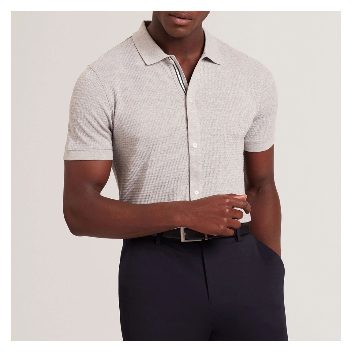Light Grey Connyr Button Polo main product photo