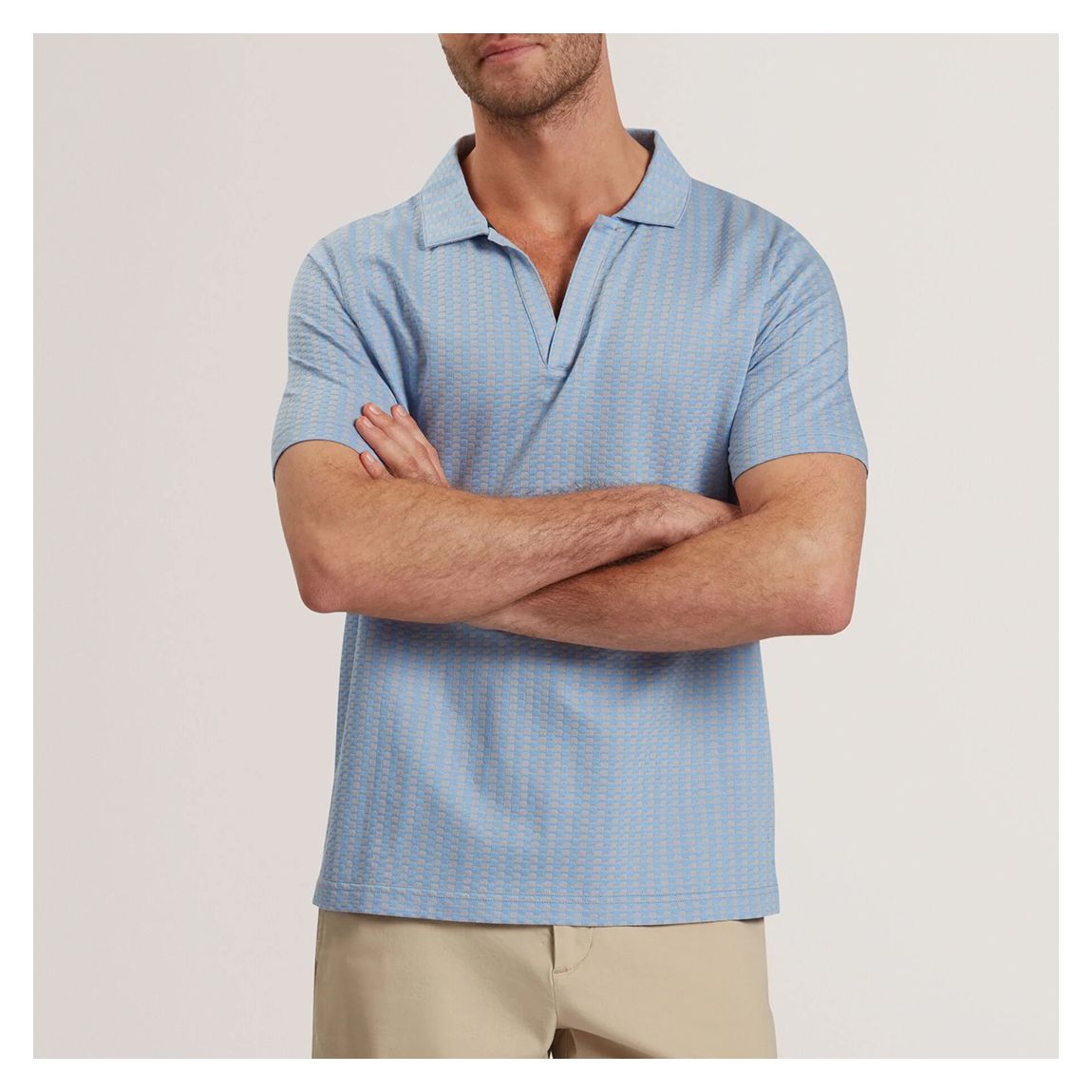 Blue Matejo Regular Geo Open Polo Top main product photo
