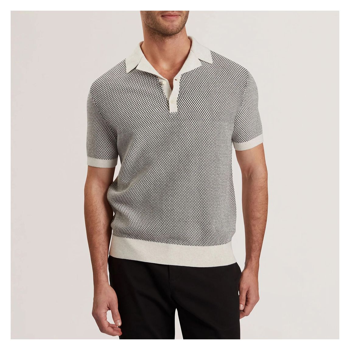 Grey Gregry Small Stitch Knitted Polo Shirt main product photo