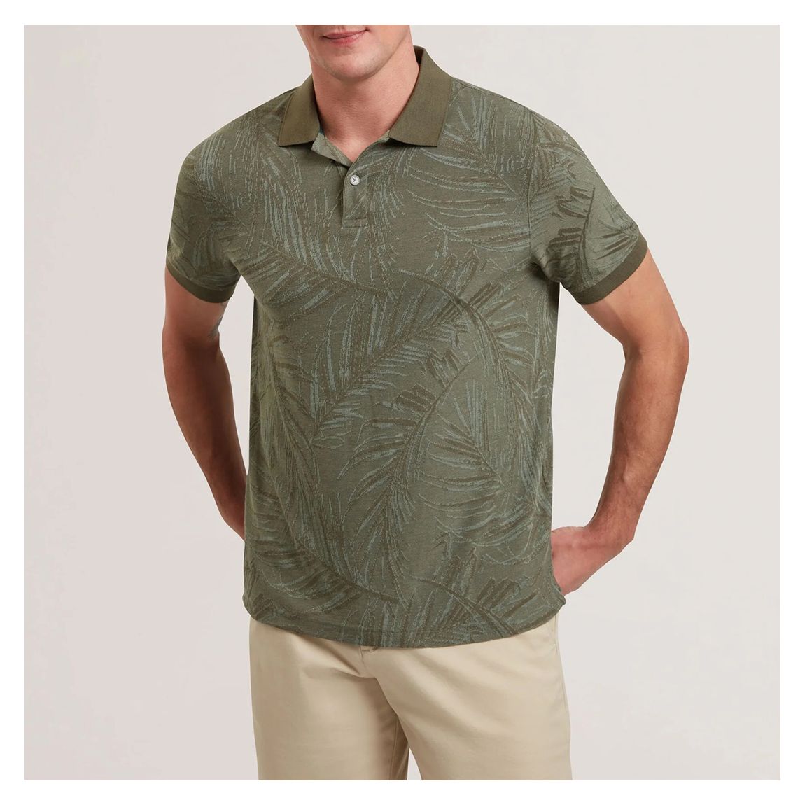Khaki Edwine Regular Leaf Print T-shirt main product photo